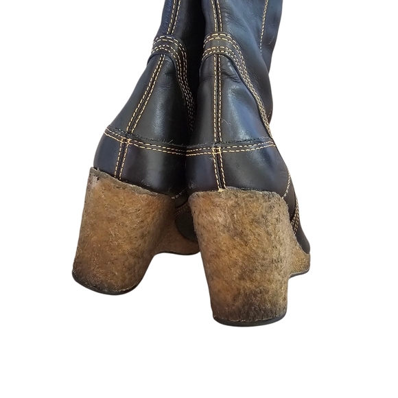 Vintage Y2k Timberland Black Leather Streetwear Wedge Boots Size 7.5 - Picture 6 of 7